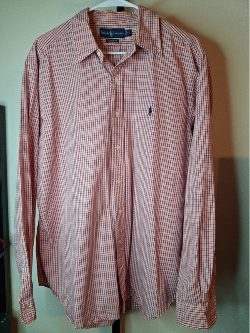 Polo Ralph Lauren classic-fit red and white gingham button-down shirt size XL